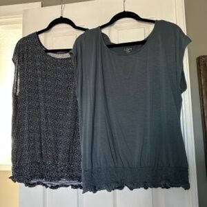 LOFT Cap Sleeve Blouses with Ruched Ruffle Hem